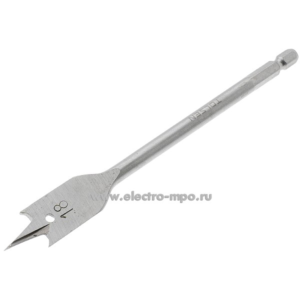 И8684. Сверло 18х152мм 75638 плоскофрезерное по дереву с шестигранным хвостовиком (Tolsen Китай)