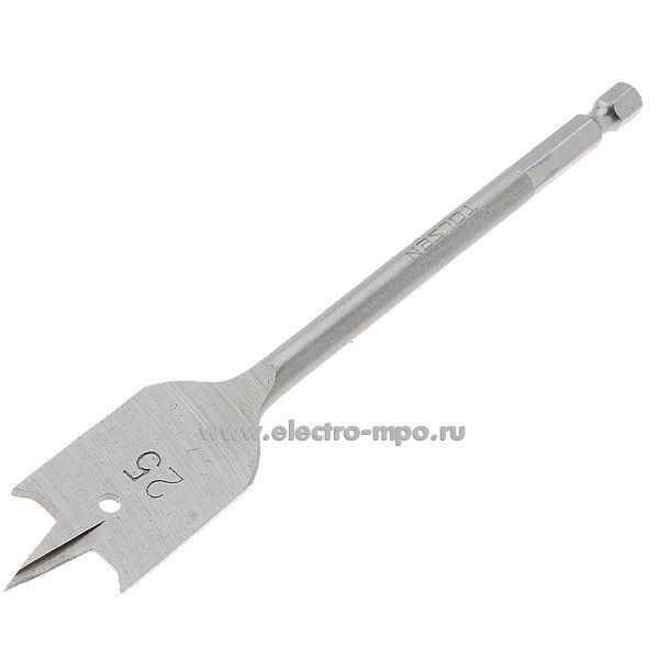 И8689. Сверло 25х152мм 75643 плоскофрезерное по дереву с шестигранным хвостовиком (Tolsen Китай)