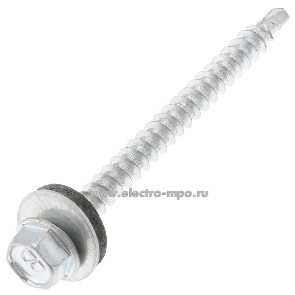 Г0906. Саморез кровельный 4,8х60мм оцинкованный с шайбой "сверло" (Китай)