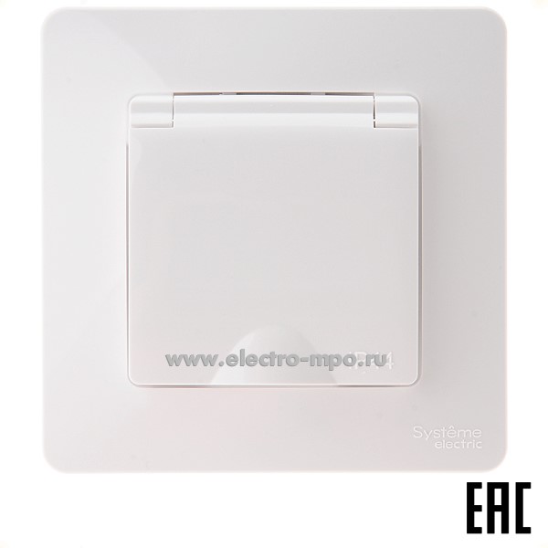Ю4328. Розетка Blanca BLNRS441111 "евро" со шторками и крышкой IP44 с/п белая (Systeme Electric)