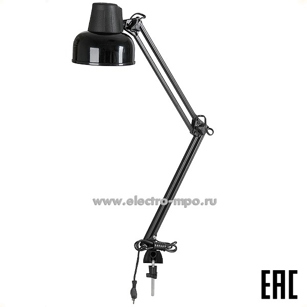 26072.С6072 Светильник "Бета" 60Вт Е27 настольный на струбцине чёрный (Трансвит Россия)