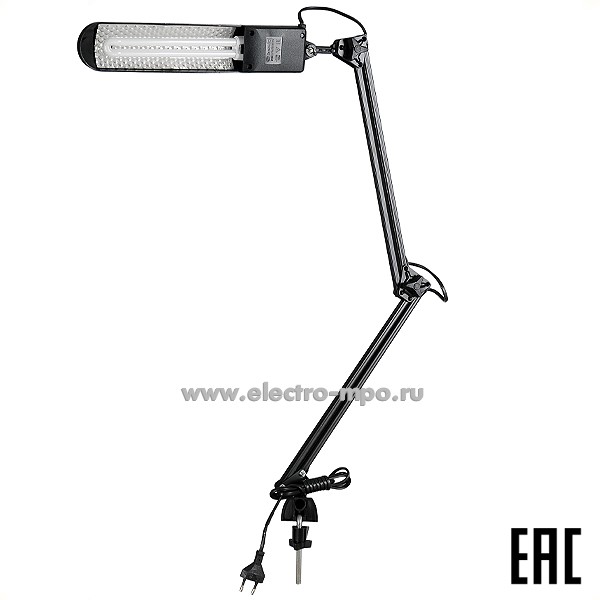 26075.С6075 Светильник ФДБ13-11-001 "Дельта" 11Вт 2G7 настольный на струбцине черный с лампой (Трансвит)