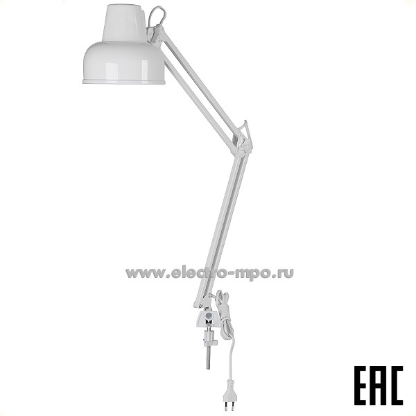 26070.С6070 Светильник "Бета" 60Вт Е27 настольный на струбцине белый (Трансвит Россия)
