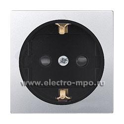 Ю1753. Накладка Simon 82 82041-33 для розетки "евр" со шторками алюминий (Simon Electric Испания)
