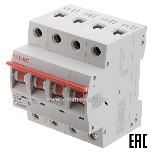 А2054. Автоматический выключатель YON max MD63S-4PC40 40А/4п/ 4,5кА на Din-рейку (ДКС)