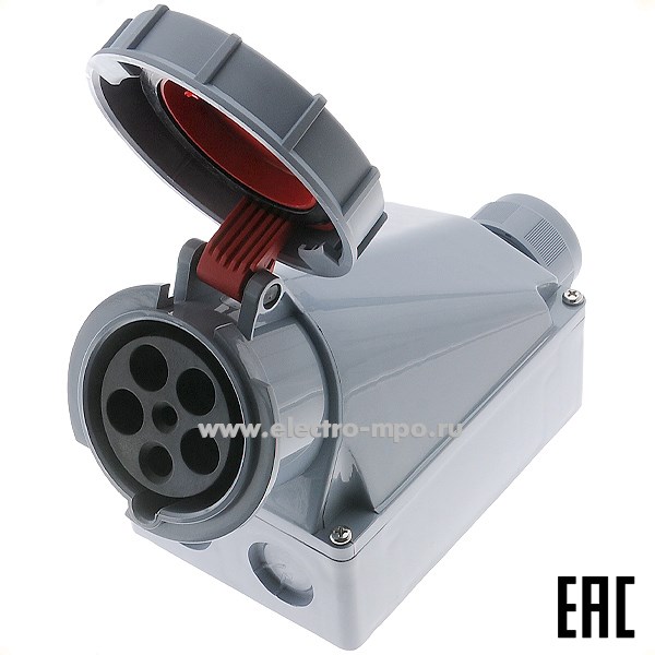 Р4877. Розетка стационарная РС-103  26207DEK 125А 380В 3P+PE+N IP67 CEE145W-6 (DEKraft)