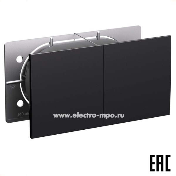 Ю3648. Розетка AtlasDesign ATN001428 двойная "евро" со шторками и крышками с/п базальт (Systeme)