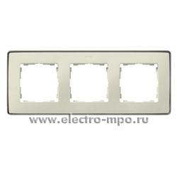 Ю1790. Рамка-3 Simon 82 Detail 8201630-248 бежевая с окантовкой шампань (Simon Electric Испания)