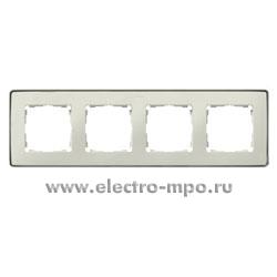 Ю1791. Рамка-4 Simon 82 Detail 8201640-248 бежевая с окантовкой шампань (Simon Electric Испания)