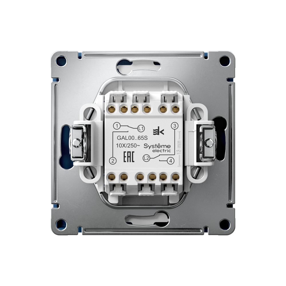 Р34. Механизм ArtGallery GAL001165S переключателя 2 кл. безвинт. зажим с/п  аквамарин (Systeme Electric)