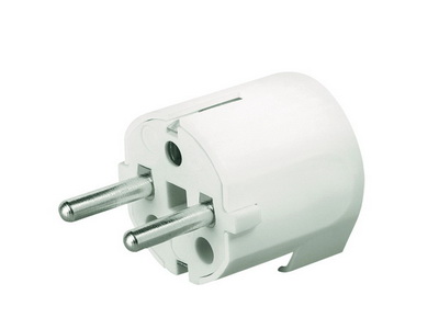 Р57. Вилка DIS13083 кабельная, бытовая с боковым вводом кабеля. Белая. IP20 16А 2P+E 230В (ДКС)