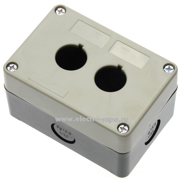 А5165. Корпус кнопочного поста PB-BK02G 2 поста пластмассовый черно-серый без кнопок IP65 (Plastim)