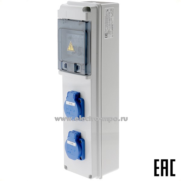 Б4937. Щит ЩР0-3136-2-44УХЛ4 25А переносной IP44 с розетками 2шт.х220В-16А (МПО Электромонтаж)