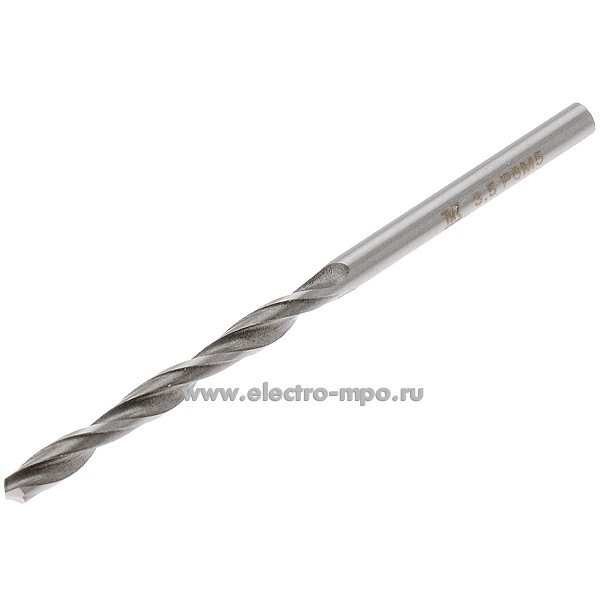 И7435. Сверло 3,5х70мм по металлу с цилиндрическим хвостовиком (Россия)
