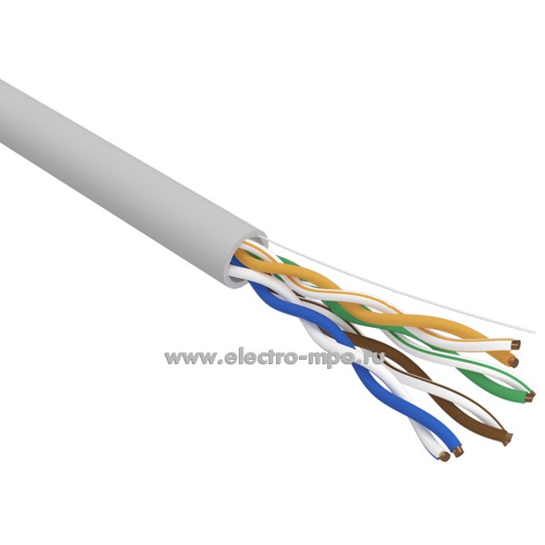 П19. Кабель сетевой 02-0004 U/UTP CAT 5e ZH нг(А)-HF 4х2х0,52мм 24AWG INDOOR SOLID серый (Rexant)