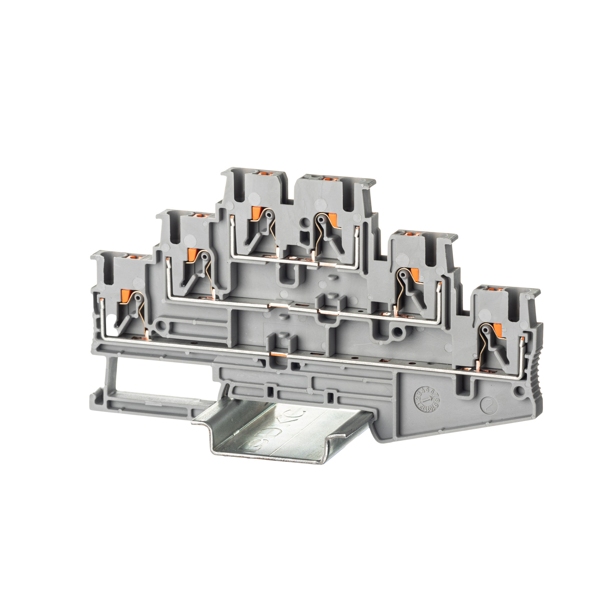 К2316. Клемма VPR-2.5-3L-GY трехуровневая, зажим push-in, 6 точек подключения, 2.5 кв.мм,  (ДКС)
