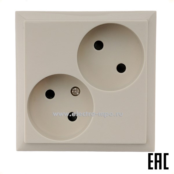 Ю0659. Розетка LK60 863601-1 двойная со шторками с/п бежевая (Экопласт)