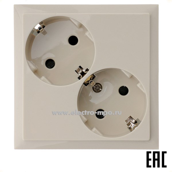 Ю0660. Розетка LK60 863501-1 двойная "евро" со шторками с/п бежевая (Экопласт)