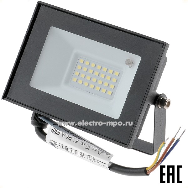 С0534. Прожектор GTAB-30-IP65-6500S 403600 220В 20Вт светодиод. с микроволн. датчиком движ. 8м чёрный (Gen