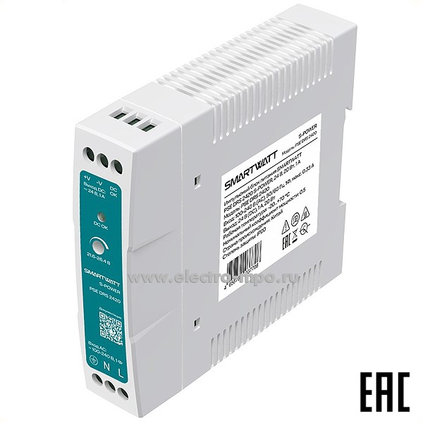 Б5207. Блок питания PSE DRS 2420 1ф Мощность 24Вт выход 24В пост. тока 1А (SMARTWATT)