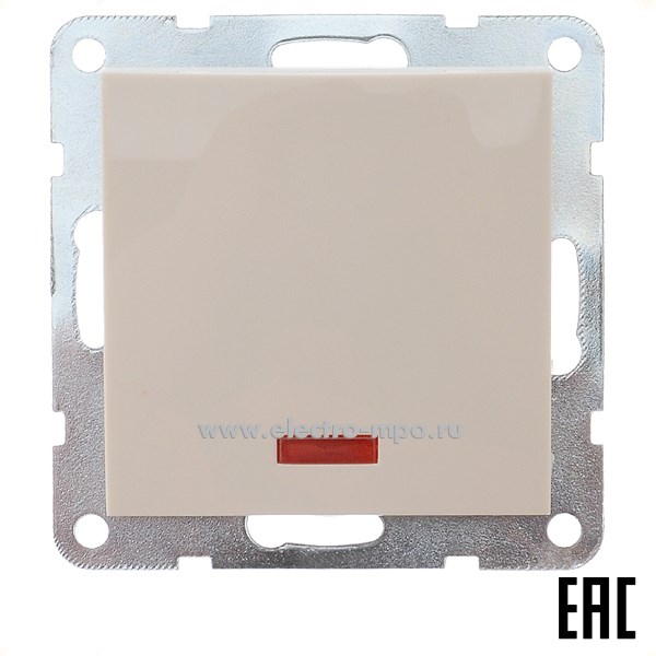 Ю0646. Механизм LK60 860201-1 выключателя 1 кл. с подсветкой с/п бежевый (Экопласт)
