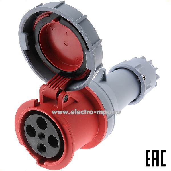 Р4832. Розетка кабельная РП-103  26142DEK 63А 380В 3P+PE IP67 CEE234W-6 (DEKraft)