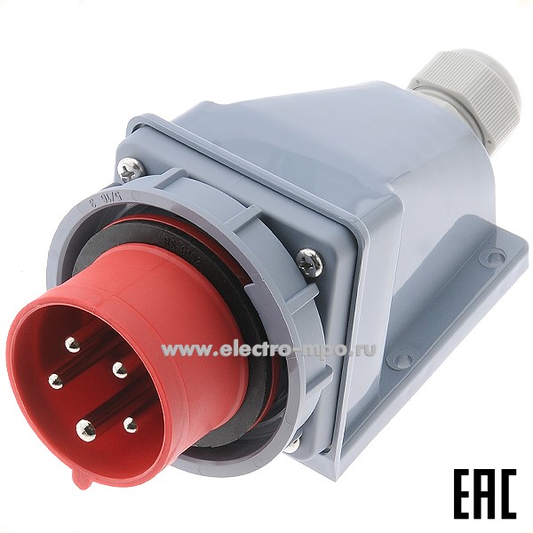 Р4851. Вилка стационарная ВС-103  26171DEK 16А 380В 3P+PE+N IP67 CEE515W-6 (DEKraft)
