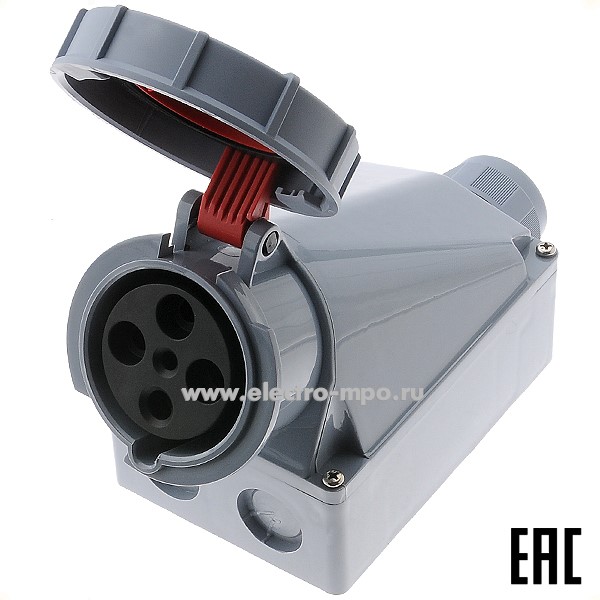 Р4873. Розетка стационарная РС-103  26203DEK 125А 380В 3P+PE IP67 CEE144W-6 (DEKraft)