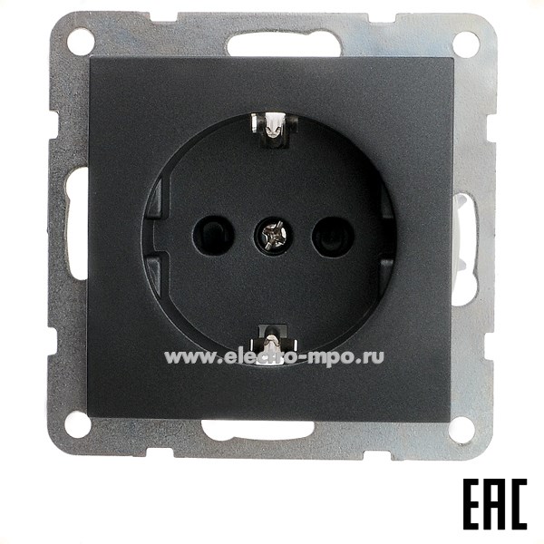 Ю0752. Механизм LK60 863208-1 розетки "евро" со шторками c/п черный бархат (Экопласт)