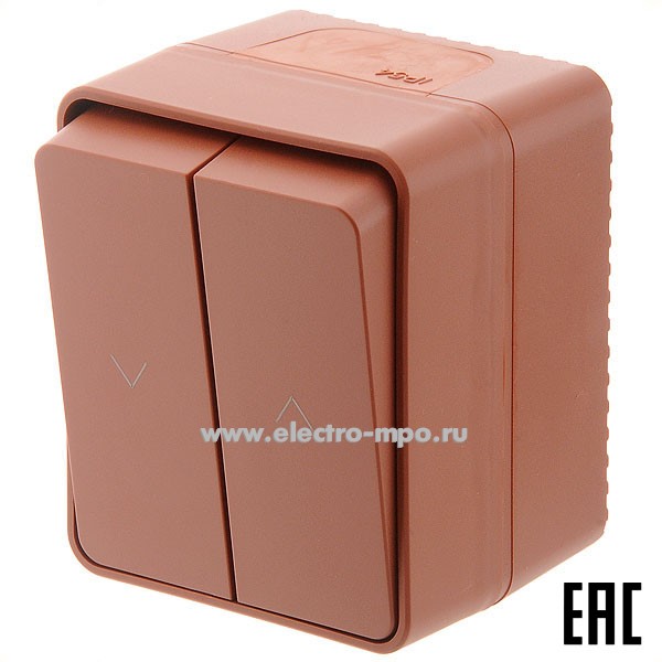 Ю5348. Выключатель AtlasDesign Profi54 ATN547019 2кл. жалюзи IP54 о/п терракотовый (SE)