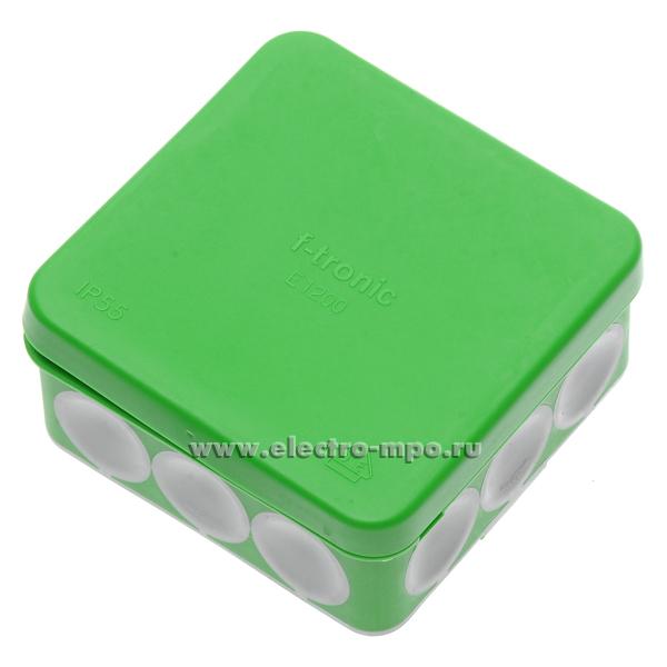 К1652. Коробка E1210gn 7340167 распаечная пластиковая с мембранами 80х80х37мм IP55 зеленая (f-troniс)