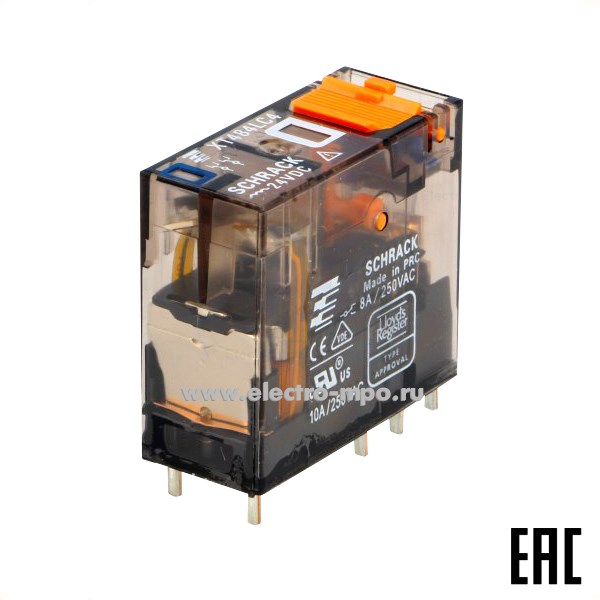 А4620. Реле XT484LC4 промежуточное 24В DC 8А 2 перекл. контакта 1887212-1 (Schrack)