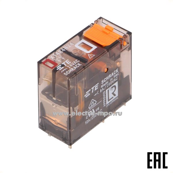 А4621. Реле XT484R24 промежуточное 24В AC 8А 2 перекл. контакта 1887213-3 (Schrack)