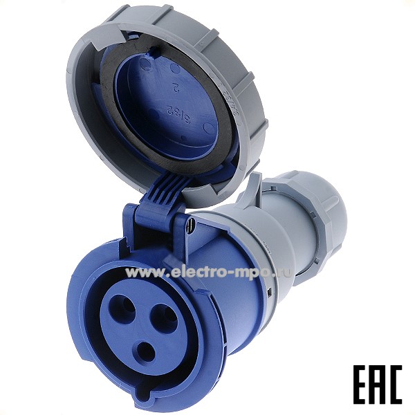 Р4827. Розетка кабельная РП-103  26137DEK 32А 220В 2P+PE IP67 CEE223W-6 (DEKraft)