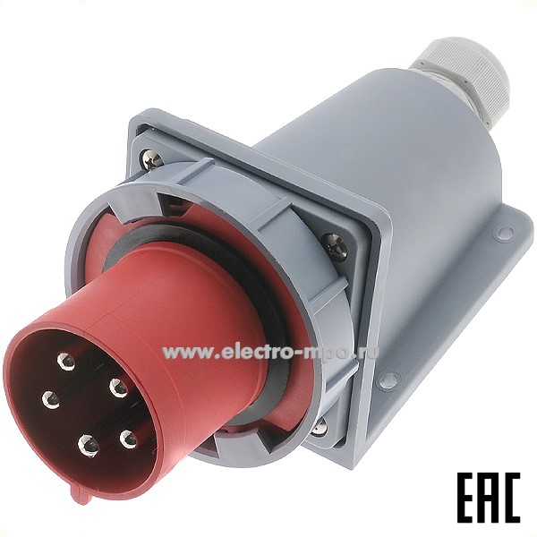 Р4845. Вилка стационарная ВС-103  26165DEK 63А 220В 2P+PE IP67 CEE533W-6 (DEKraft)