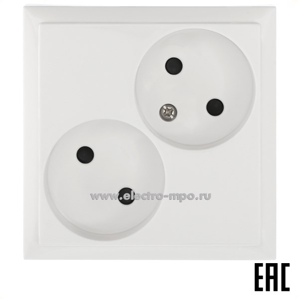 Ю0614. Розетка LK60 863604-1 двойная со шторками с/п белая (Экопласт)