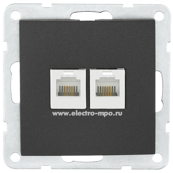 Ю0759. Механизм LK60 866208-1 компьютерной розетки 2 входа 8 контактов c/п черный бархат (Экопласт)