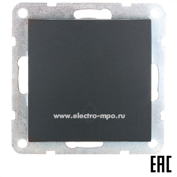 Ю0745. Механизм LK60 860508-1 выключателя кнопочного 1 кл. символ "звонок" с/п черный бархат (Экопласт)