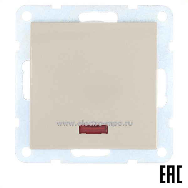 Ю0652. Механизм LK60 860401-1 переключателя 1 кл. с подсветкой с/п бежевый (Экопласт)