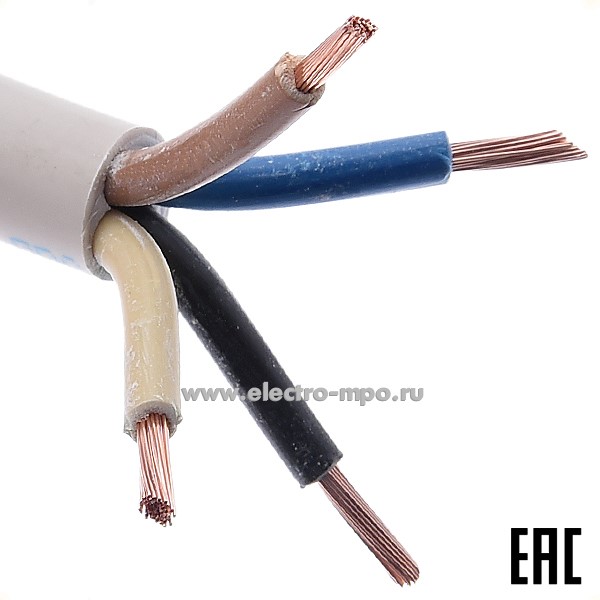 П3569. Провод ПВСнг(А)-LS 4х4,0 кв.мм белый Dн=11,6мм, Р=0,24кг/м ГОСТ малодым. (Брэкс Брянск)