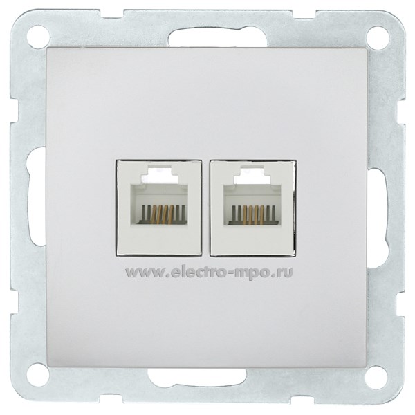 Ю0719. Механизм LK60 866203-1 компьютерной розетки 2 входа 8 контактов c/п серебристый металлик (Экопласт)