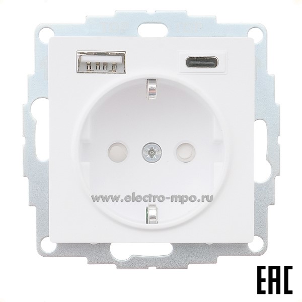 Ю3337. Механизм AtlasDesign ATN001332 розетки "евро" + 2хUSB тип А,С лотос (Systeme Electric)