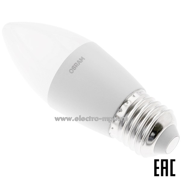 Л0374. Лампа 10Вт 79569 LVCLB75 10SW/840 230V FR E27 800Лм 4000К светодиодная "свеча" х/б свет (OSRAM)