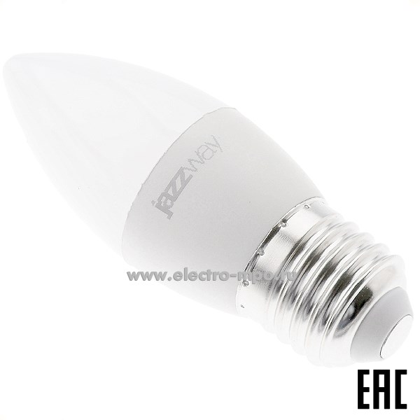 Л0319. Лампа 7Вт 5018914 PLED-SP C37 7W E27 4000К светодиодная "свеча" х/б свет (Jazzway)