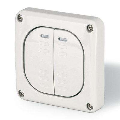 Р57. Выключатель DIS1373022 однополюсный, двухклавишный (ДКС)