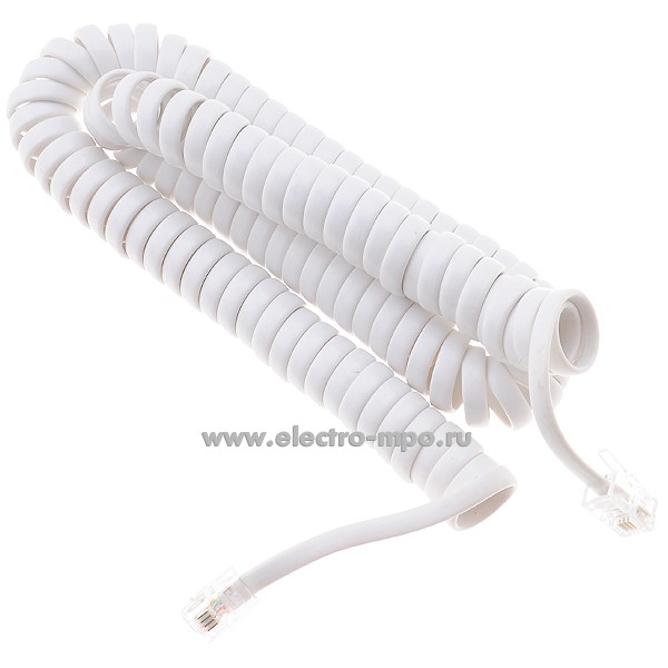 34485. Р4485 Шнур Blackmor ШВ4бел телефонный витой 4м штекер-штекер RJ11 4 контакта белый (Россия)