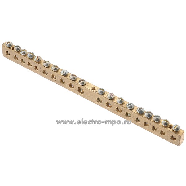 51410.Э1410 Шина 30303 земля на 19 присоединений латунь 100А (Электрокомплект Казань)