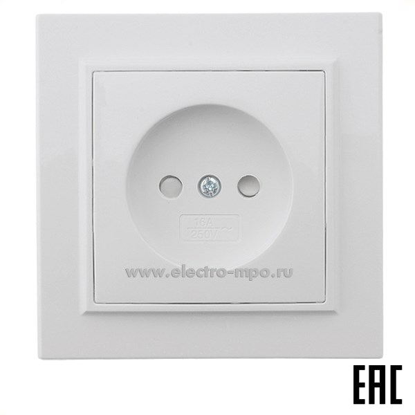 Ю1111. Розетка Эрна 39049 PST10-9009-01 1-местная с/п б/з 250В 16А с защитной шторкой белая (Stekker)