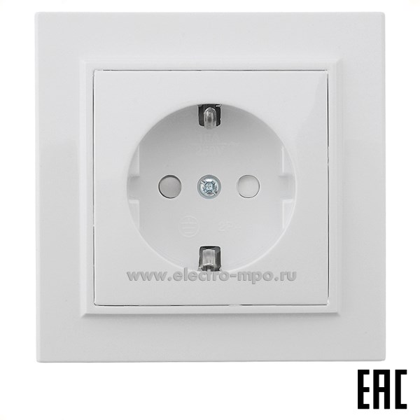 Ю1113. Розетка Эрна 39050 PST16-9010-01 1-местная с/п с/з 250В 16А с защитной шторкой белая (Stekker)