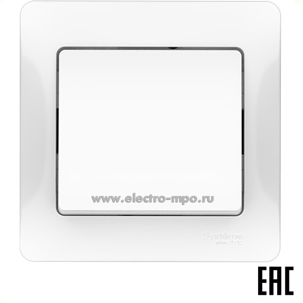 Ю21. Выключатель Glossa GSL000112S 1кл. безвинт. зажим с/п белый (Systeme Electric)